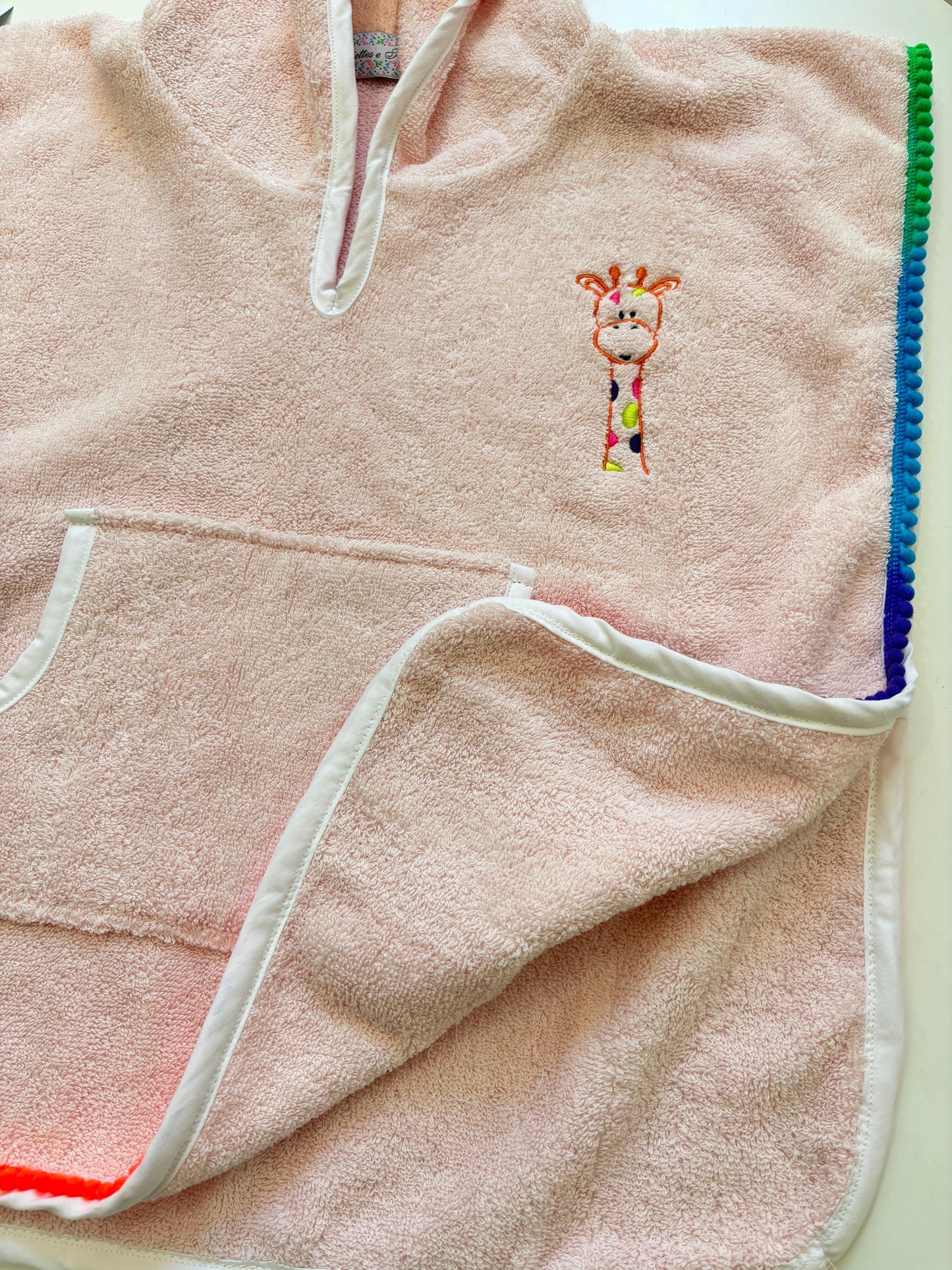 Pink Giraffe Hooded Poncho Towel