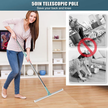 Silicone 3-in-1 Adjustable Indoor Broom Sweeper 180 Degree Rotatable Floor Wiper 35-cm