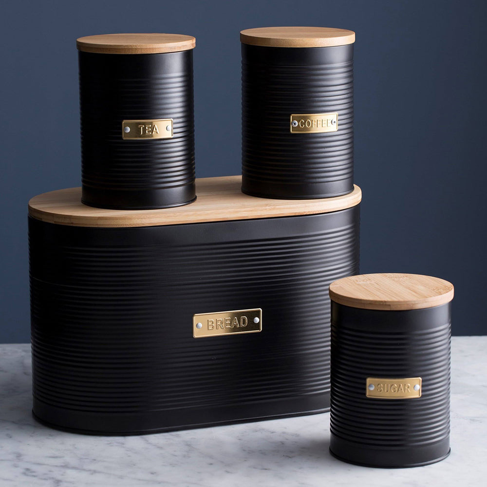 Sleek and Modern Textured Canister Set – Black
