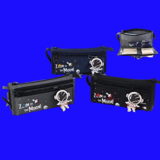 Space astronaut 3 Zipper portable Large Pencil Case