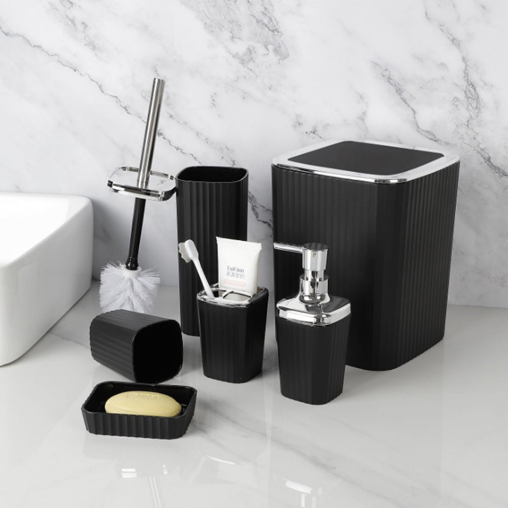 Luxurious 6-Pieces Bathroom Accessories Set With Silver Accents