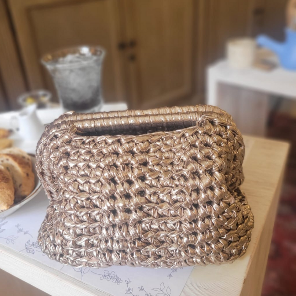 Clutchy Metallic Crochet Bag