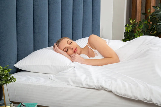 White Stripe Satin Cotton Duvet Cover Set 240 TC