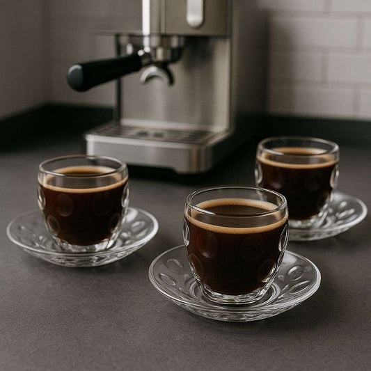 Glass Espresso Cup & Plastic Saucer by GUZZINI