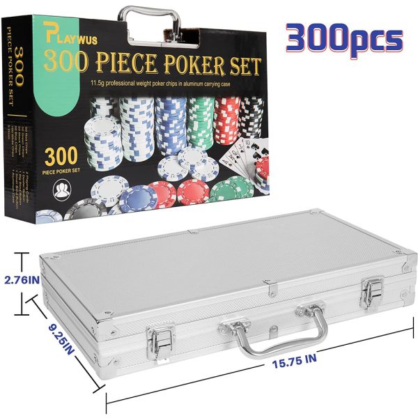Professional Printed Poker Chips, 300 Pcs in Aluminum Case