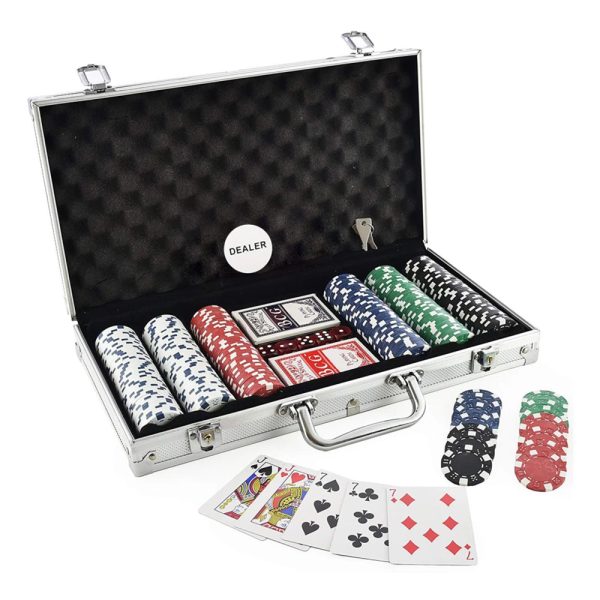 Professional Printed Poker Chips, 300 Pcs in Aluminum Case