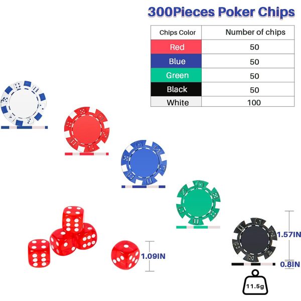 Professional Printed Poker Chips, 300 Pcs in Aluminum Case