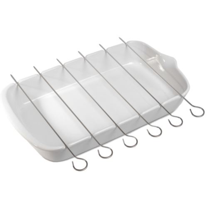 Skewers dish with 6 stainless steel skewers