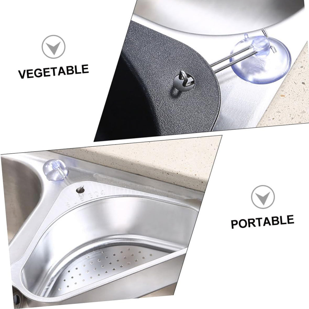 Stainless Steel Triangular Sink Strainer Basket Silver