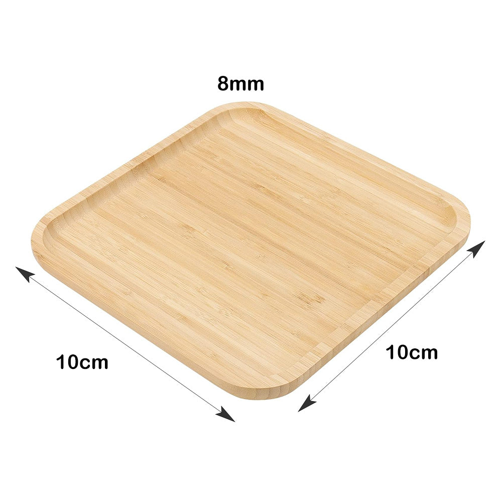 Bamboo Wood Saucer – 6 Pack (10 × 10 cm Square)