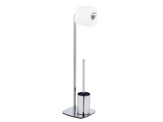 Freestanding toilet set model Iria, chrome, with toilet paper holder and toilet brush By Wenko.de