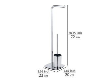 Freestanding toilet set model Iria, chrome, with toilet paper holder and toilet brush By Wenko.de