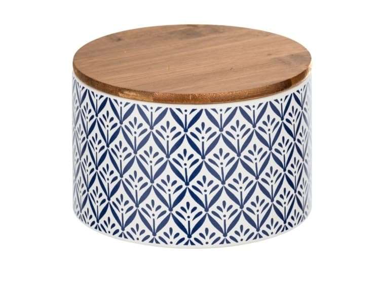 Ceramic box with blue and white Mediterranean ornament pattern by Wenko