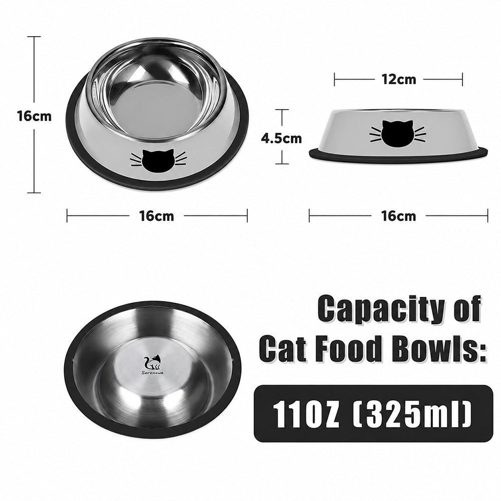 16cm Non-Slip Stainless Steel Cat Bowls MB1022