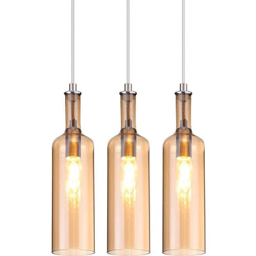 Nino Germany Coppery Glass Metal 3-Light Bottle Pendant Lamp