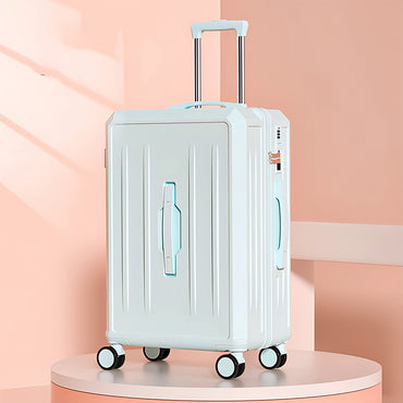 Carry-On Suitcase with USB Charging & Cup Holder (Blue)