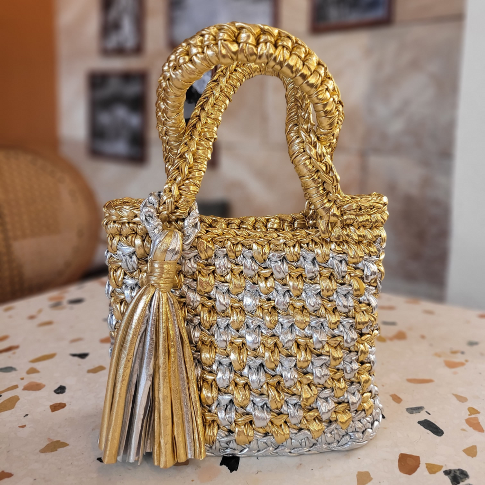 Royal Metallic Mini Crochet Bag