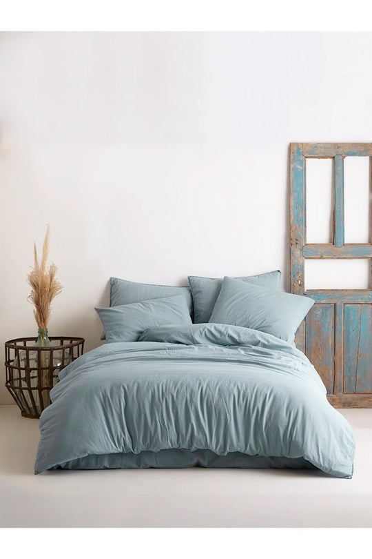 Vintage Duvet Cover Set Double Size - Mediterranean Blue