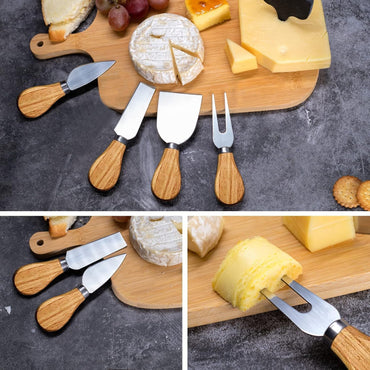 Stainless Steel 4-Piece Cheese Knives Set with Wood Handle