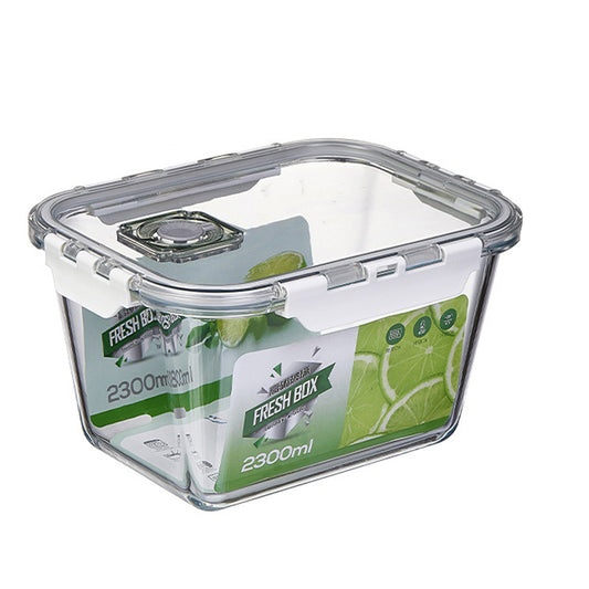 2300ml Borosilicate Rectangle Glass Food Storage Container With Microwave, Freezer & Dishwasher Safe NFH-77318