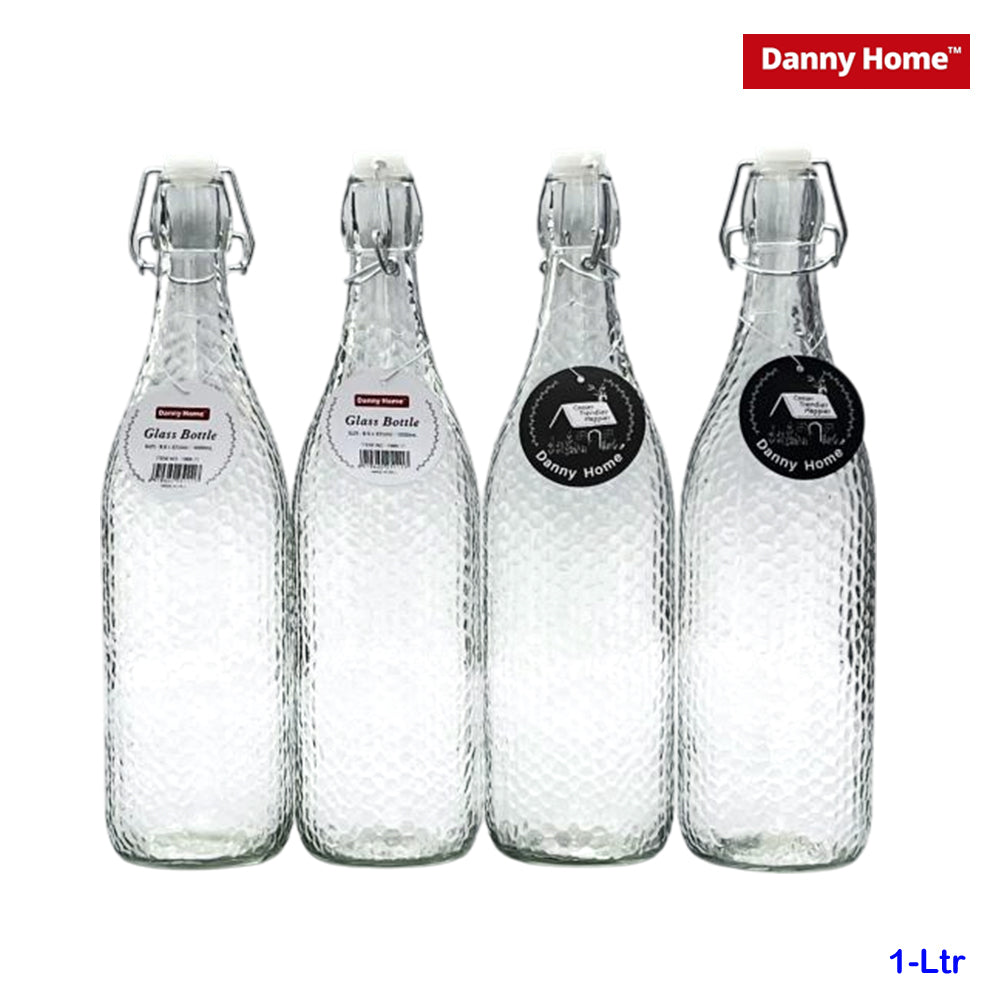 Danny Home Essentials Glass Airtight Water Bottle, 1 Ltr, 12 Pieces
