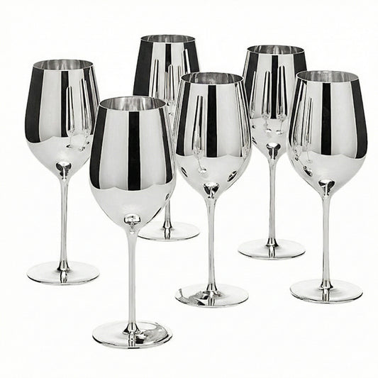 6-Pcs Elegant & Smooth Beverages Wine Glass – Silver 360ml #3075