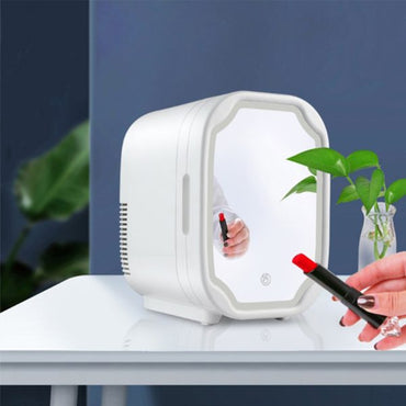 Mirror Refrigerator with Led Three Level Adjustable Light, 6 Liter Capacity