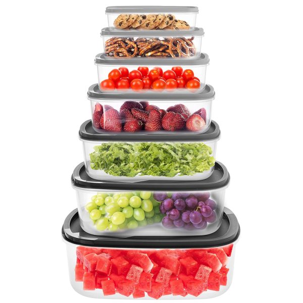 7-Pieces Food Storage Containers with Lids, Easy-Find Nesting Plastic Containers