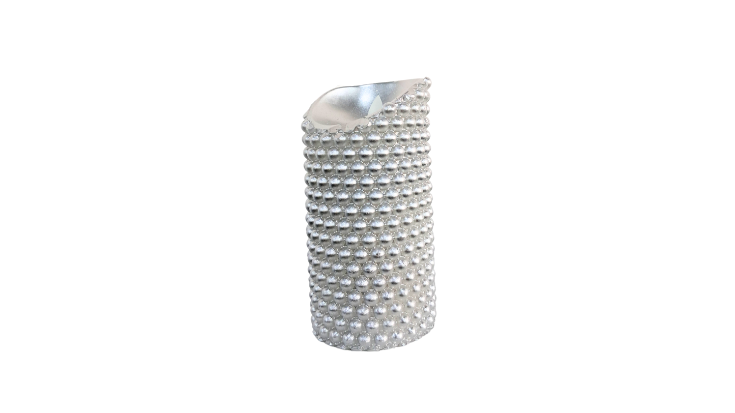 LED Candle Silver Pearls Large