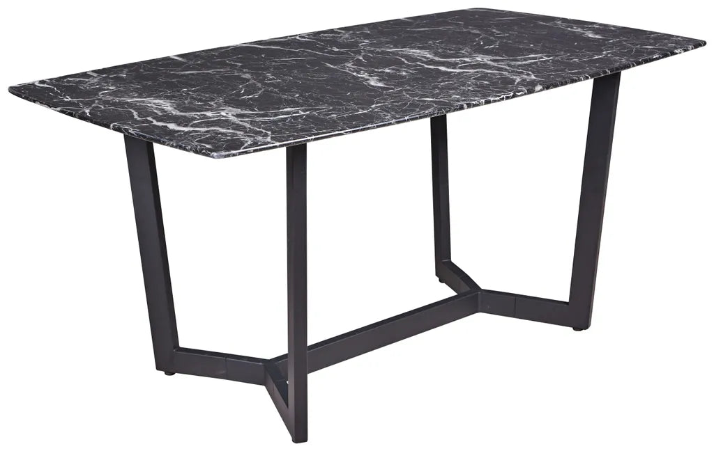 Reality Colonia Black Glass Marble Look Dining Table