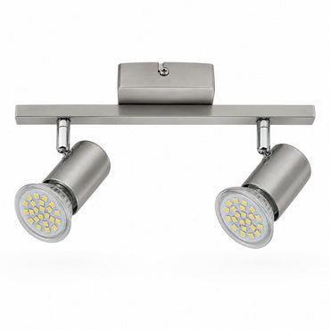 Micasa SHIDO II 2-Light LED Spotlight Bar – Satin Stainless Steel | Adjustable GU10 Ceiling & Wall Light