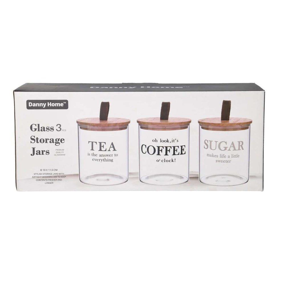 Danny Home 3-Pieces Glass Canister Set 750ml