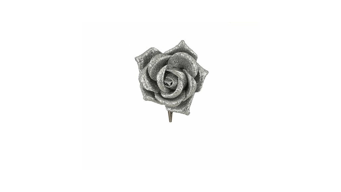 Clip Christmas Rose Silver
