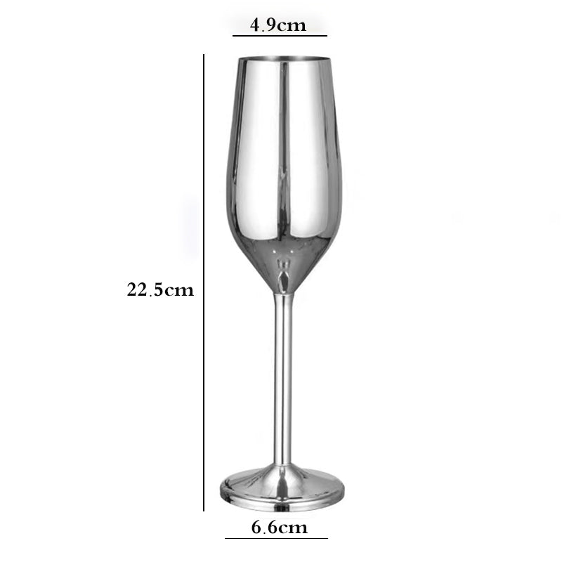 6-Pcs Elegant & Smooth Beverages Champagne Flute Glass – Silver 190ml #3769