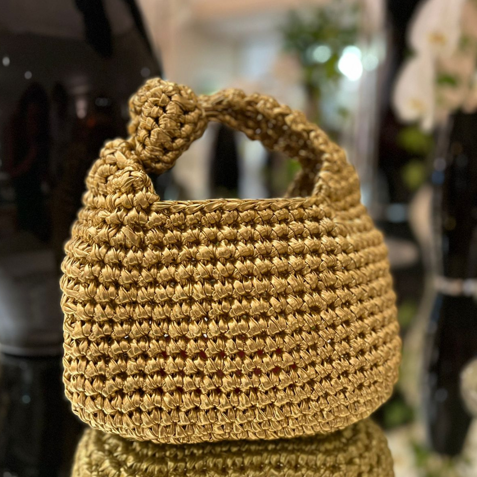 Goldish Metallic Crochet Bag