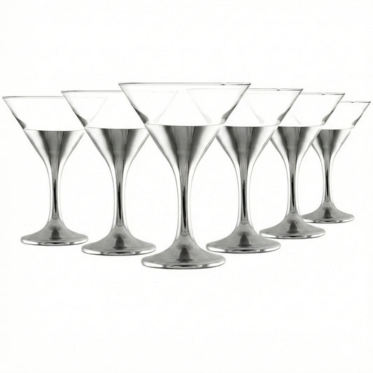 6-Pcs Elegant & Smooth Beverages Champagne Flute Glass – Silver 160ml #2846