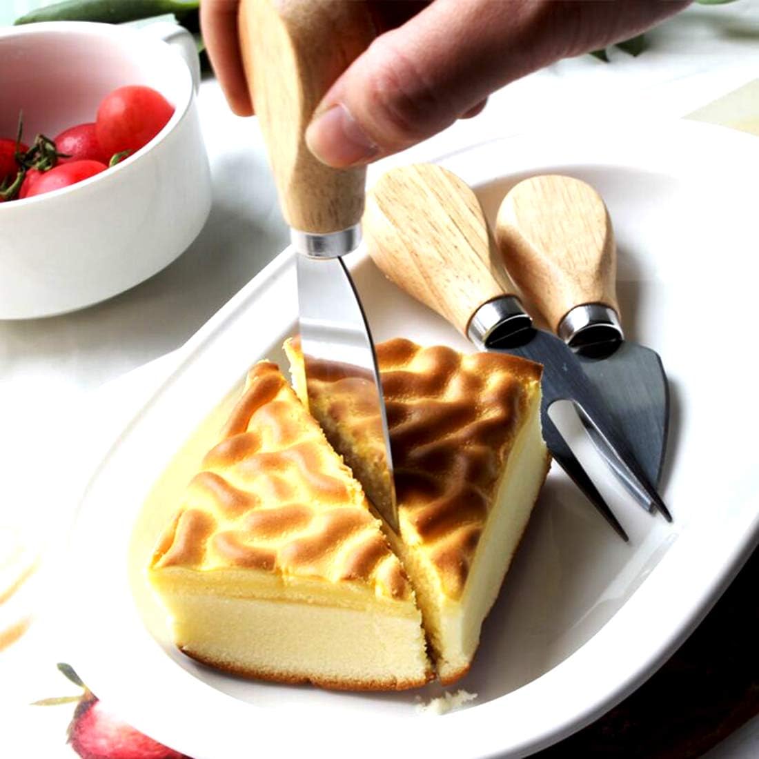Stainless Steel 4-Piece Cheese Knives Set with Wood Handle