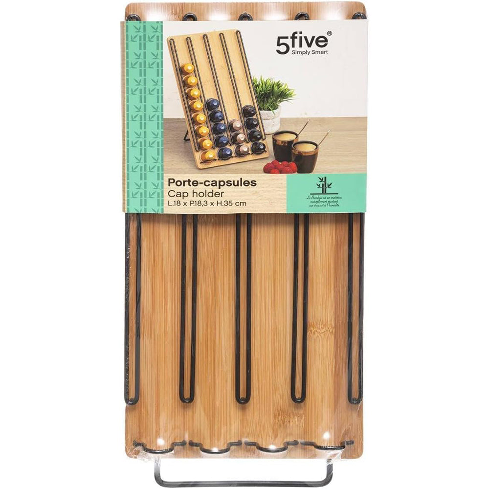 40-Pcs Bamboo and Metal Espresso Capsule Holder