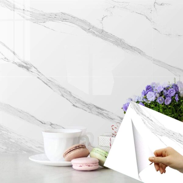 High Gloss Marble Effect PVC Wall Sticker Self Adhesive