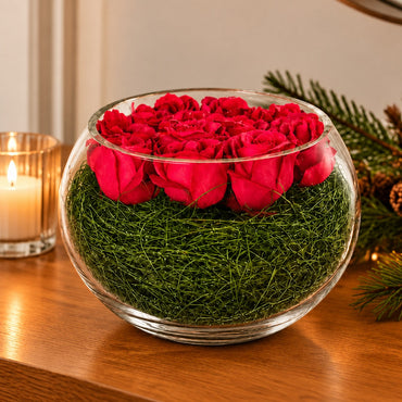 Cucina & Tavola Charm Rose Arrangement in Glass Vase