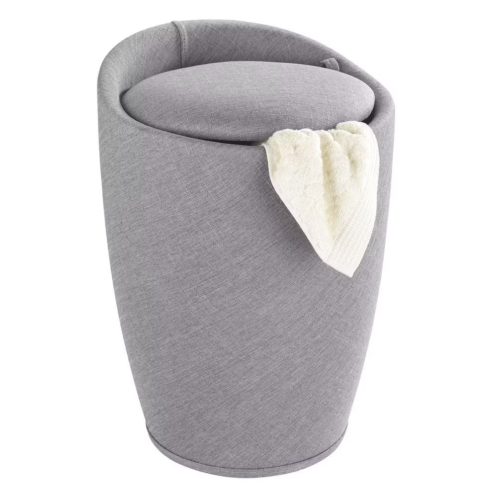 Stool Mod. Candy Light Grey linen look bathroom stool, with removable laundry bag (By Wenko)