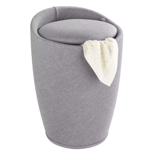 Stool Mod. Candy Light Grey linen look bathroom stool, with removable laundry bag (By Wenko)