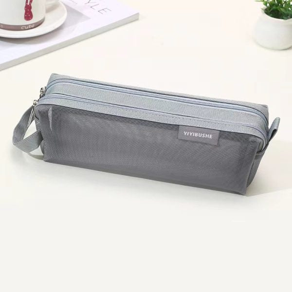 Mesh Pencil Case Double Zipper