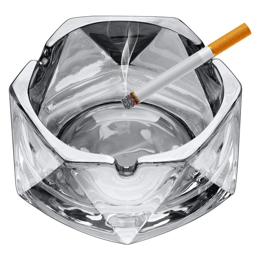 DELI Hexagon Clear Glass Ashtray Diameter 11.5-cm