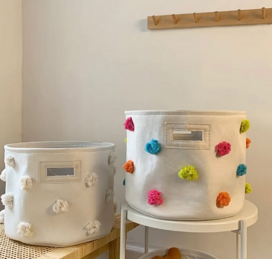 Charming Pom Pom Storage Basket Colorful