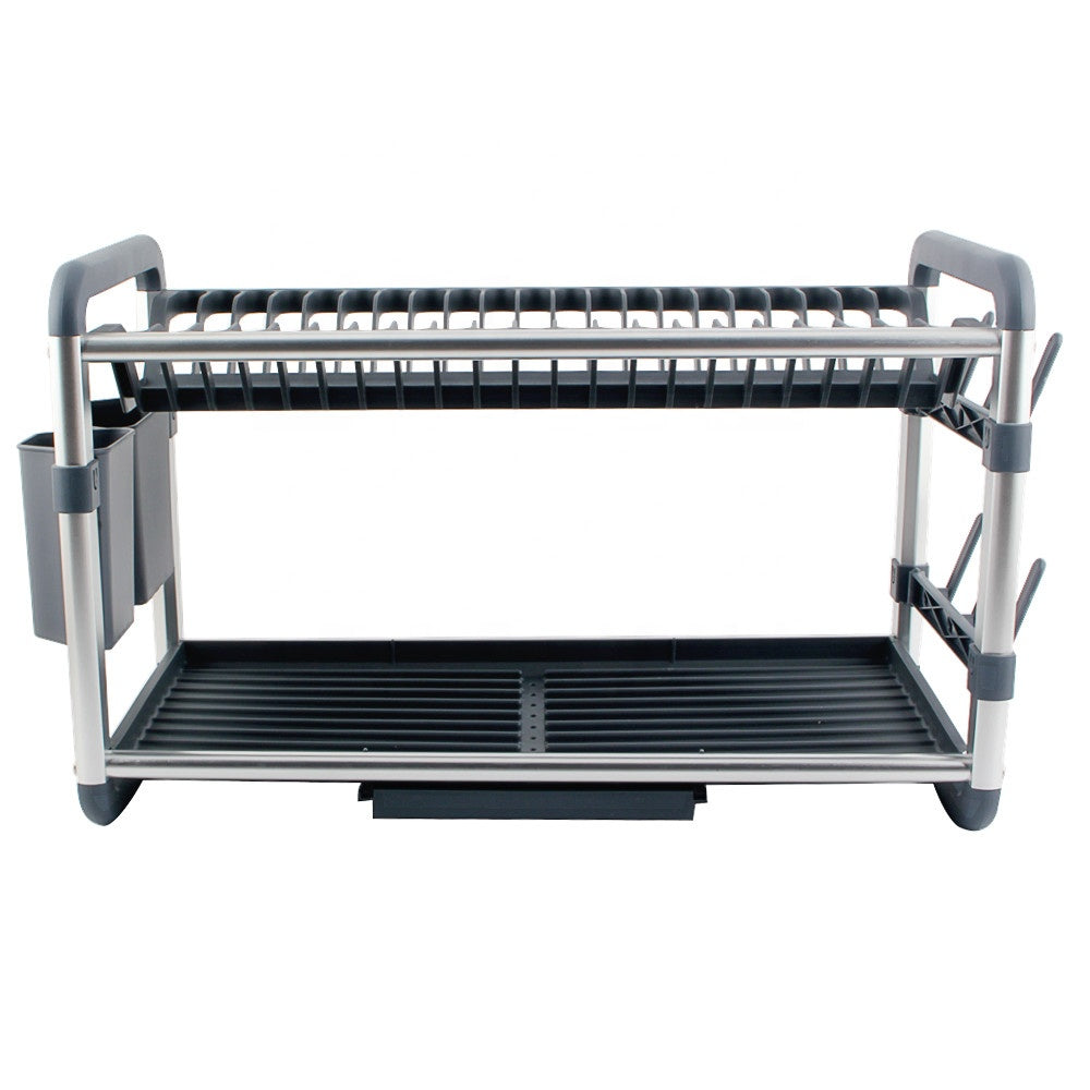 Binca Aluminum 2-Tier Dish Drying Rack ( Silver/Grey )