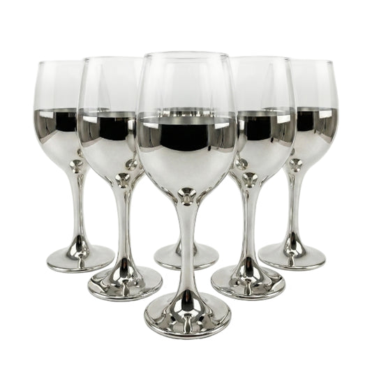 6-Pcs Elegant & Smooth Beverages Wine Glass – Silver 360ml #3075-1