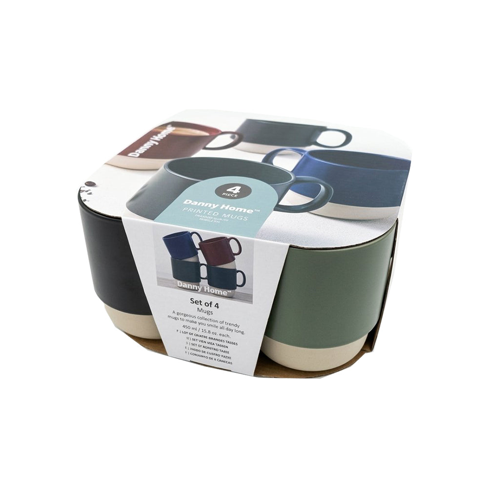 Danny Home 4-Piece Color-Glazed Mug Set – 450ml