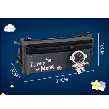 Space astronaut 3 Zipper portable Large Pencil Case