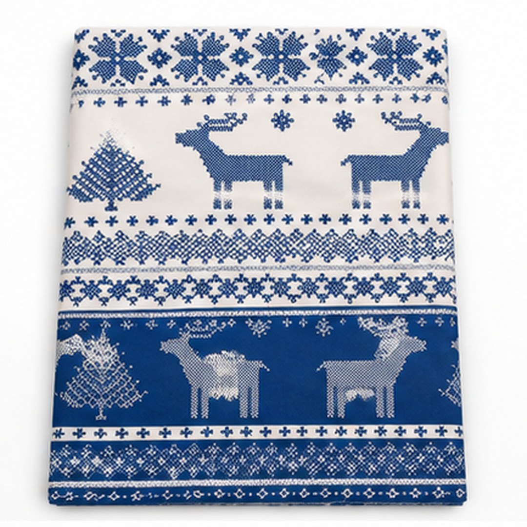 Noël Cucina & Tavola Nordic Christmas Tablecloth – 138 × 220 cm – Blue or Red